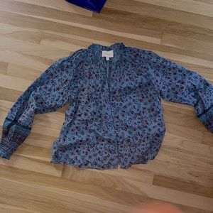 Cleobella Blue Floral Cotton Blouse - Size Small